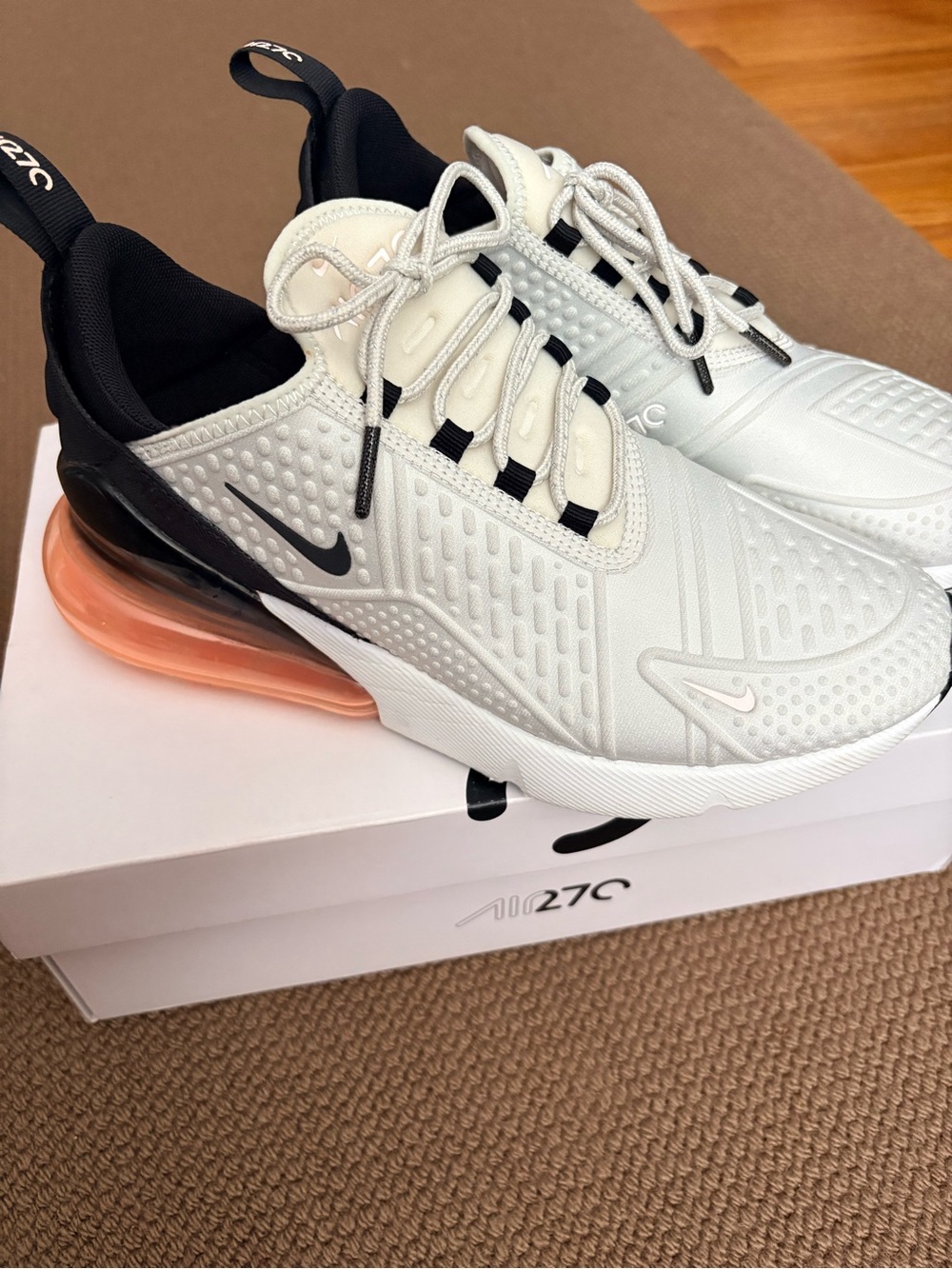 Nike Women’s Air Max 270 White, Black & Peach Accent